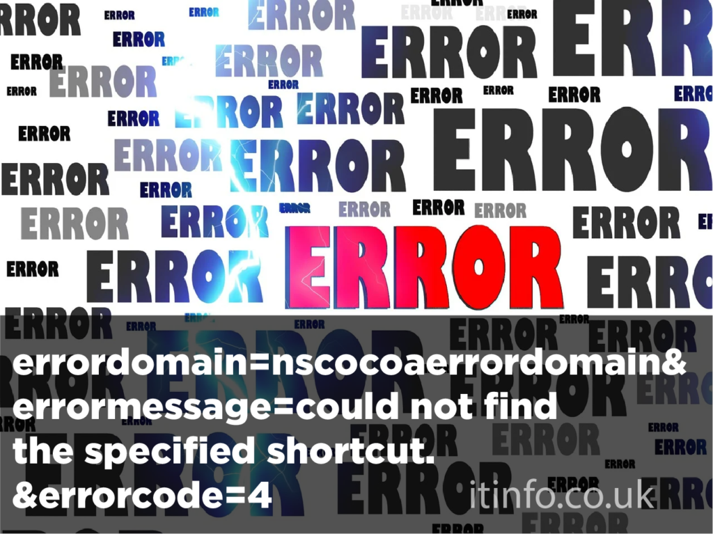 errordomain=nscocoaerrordomain&errormessage=could not find the specified shortcut.&errorcode=4